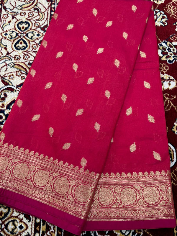 Boota Jangala Silk Saree – Cherry Red Zari Woven Traditional Saree
