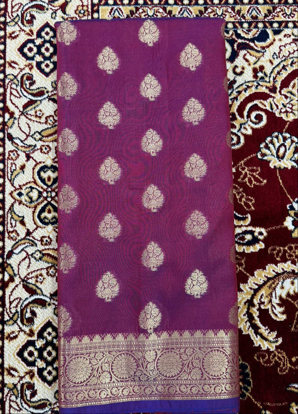 Boota Silk Saree –Wine Purple Zari Woven Traditional Saree