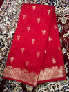 Boota Silk Saree – Rose Red Zari Woven Traditional Saree
