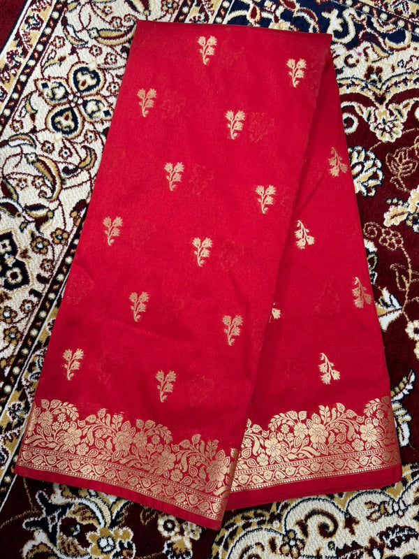 Boota Silk Saree – Rose Red Zari Woven Traditional Saree