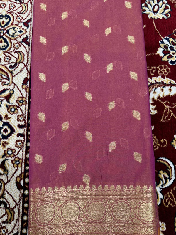 Boota Jangala Silk Saree – Peach Pink Woven Zari Border Traditional Saree