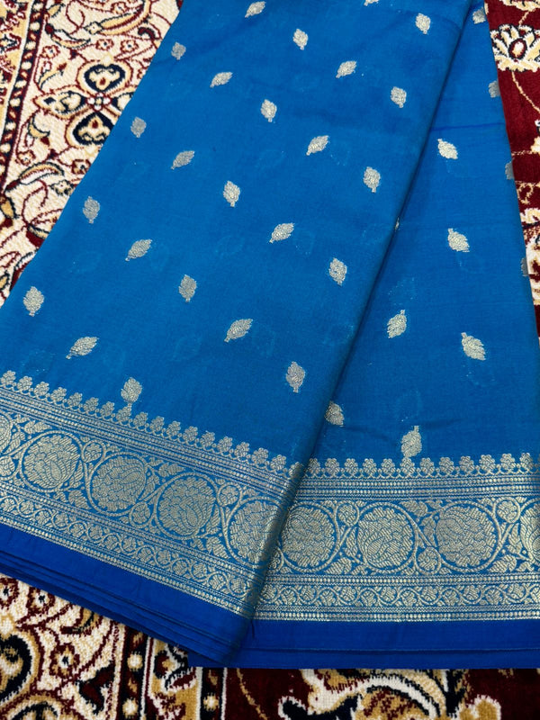 Boota Jangala Silk Saree – Royal Blue Zari Woven Traditional Saree