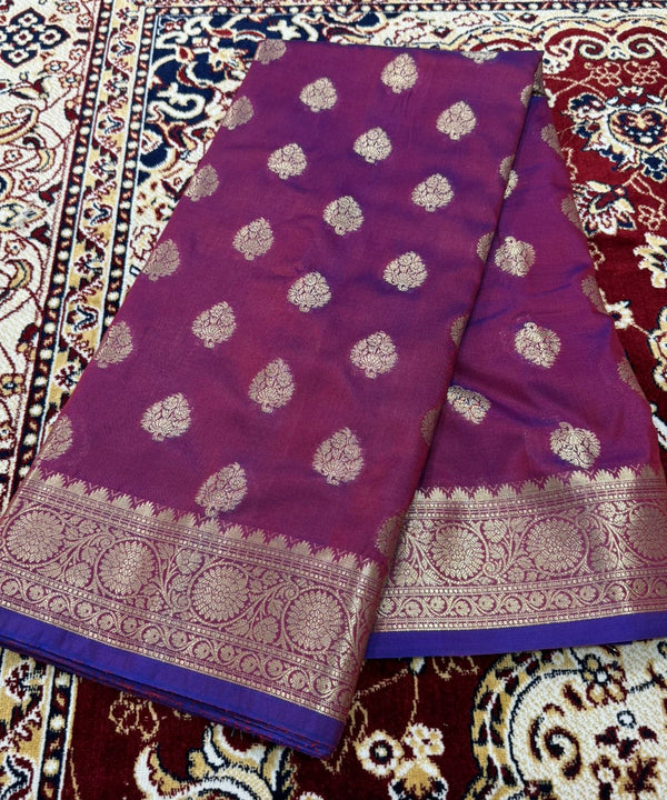 Boota Silk Saree –Wine Purple Zari Woven Traditional Saree
